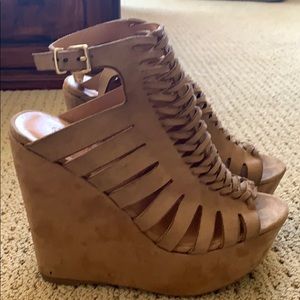 Brown “suede” wedges
